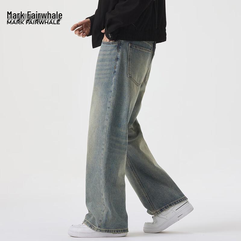 Мужские джинсы Mark Fairwhale в американском ретро-стиле с потертостями, прямого кроя
