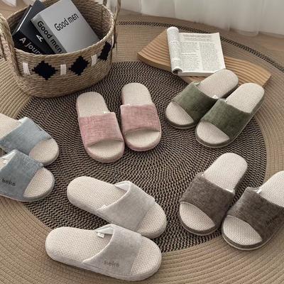 Четыре сезона Простые тапочки из хлопка и льна с толстой подошвой Женские Весенне-осенние Домашние Комнатные Бытовые Деревянный пол Мужские Льняные Швабры