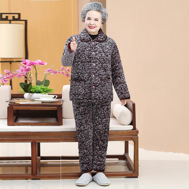 Женская домашняя одежда трехслойная утепленная пижама зимняя одежда бархатный комплект с подкладкой