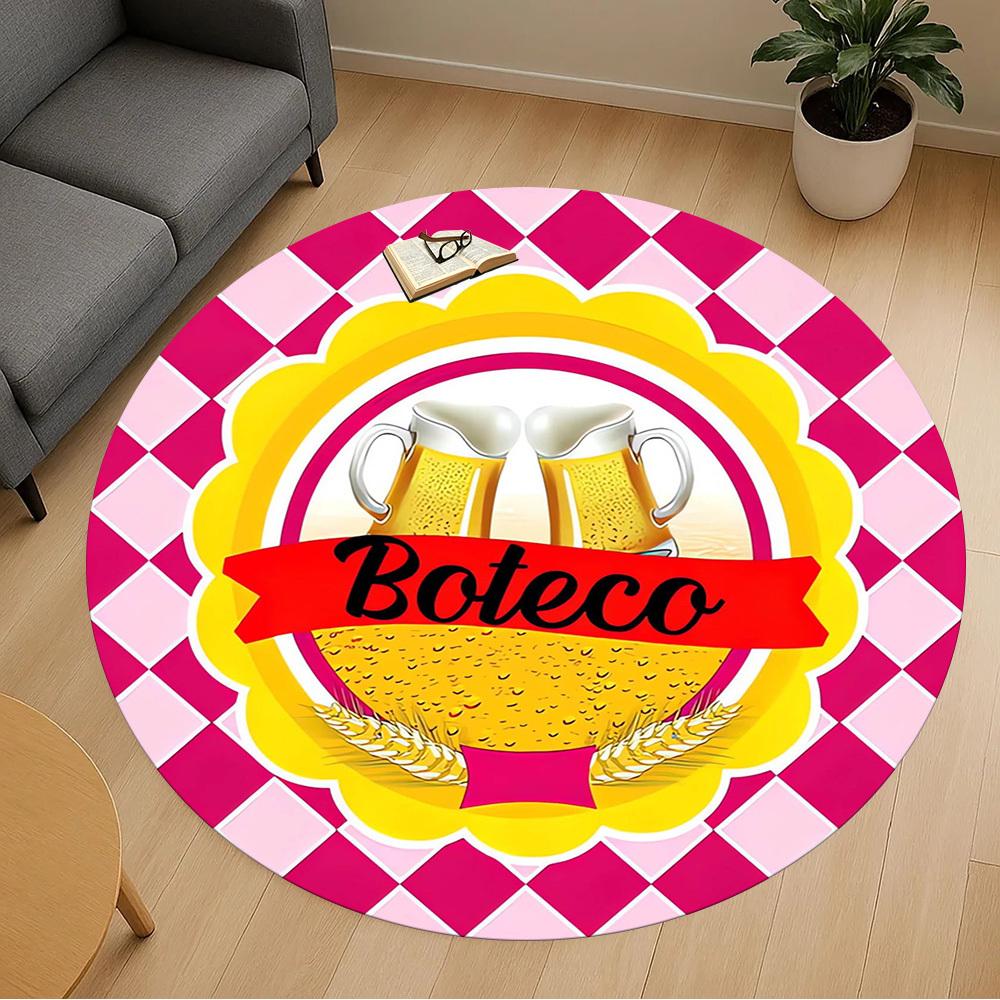 1pc Boteco, Beer Round Chair mat Area Rug - Non-Slip, Floor Mat for Office, Bedroom, home decor Christmas Gift p0811223