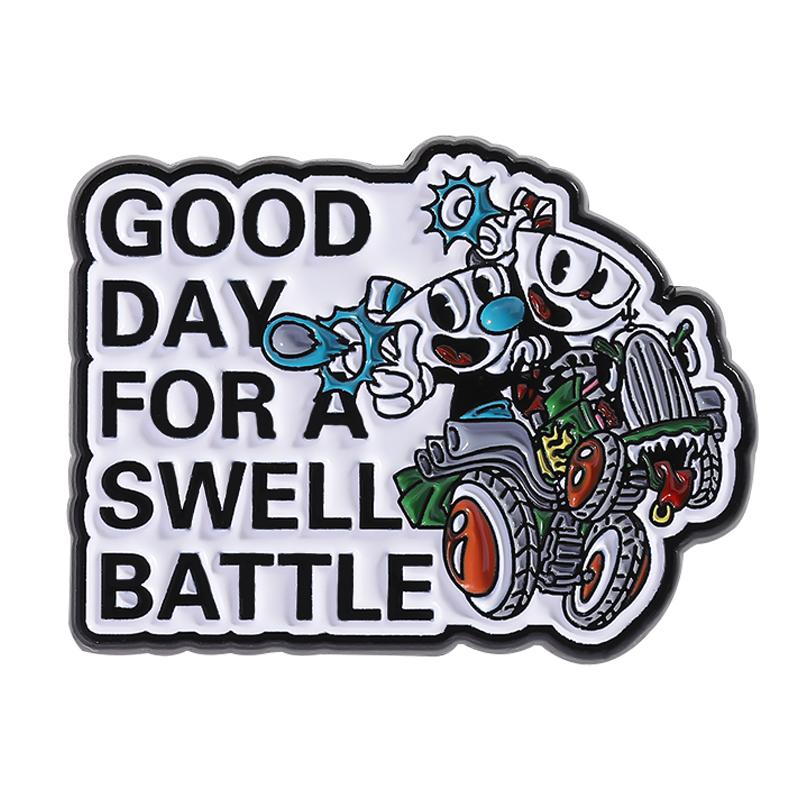 Cartoon Animation Enamel Pins Custom GOOD DAY FOR A SWELL BATTLE Brooches Lapel Badges Clothes Funny Jewelry Gift for Friends