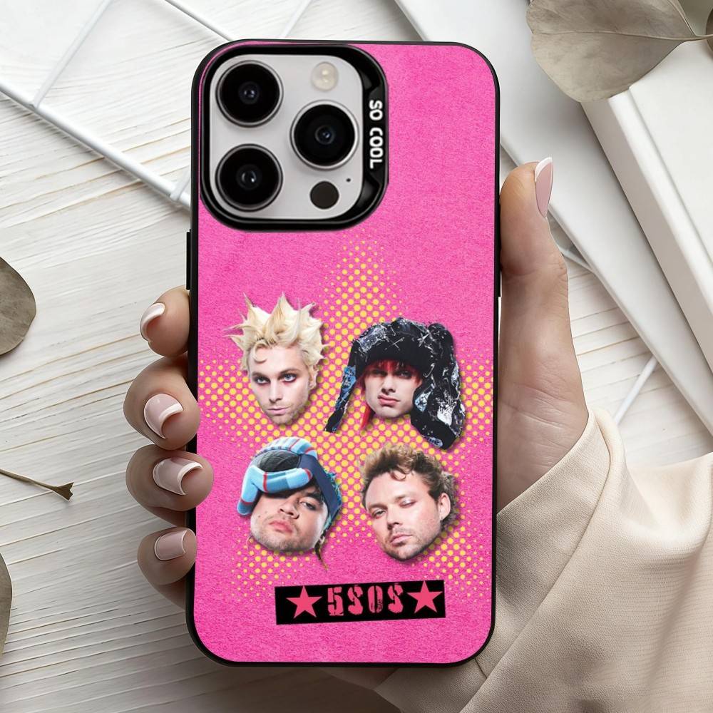 P-Popular Rock B-Band 5-5SOS Phone Case For iPhone17,16,15,14,13,12,11 Plus,Pro Max Black Candy Silver Plated Cover