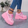 Женские кроссовки на толстой подошве, розовые женские туфли, обувь для скейтбординга, летние удобные женские кроссовки на шнуровке, женская обувь на танкетке