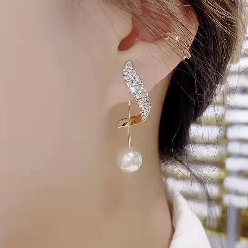 1 пара элегантных серег-капель с искусственным жемчугом, женские изящные серьги-капли с длинной бахромой и кристаллами