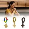 Wooden Rosary Beads 8mm with Crosses Pendant Gift for Prayer & Meditations Beads Religious Accessories