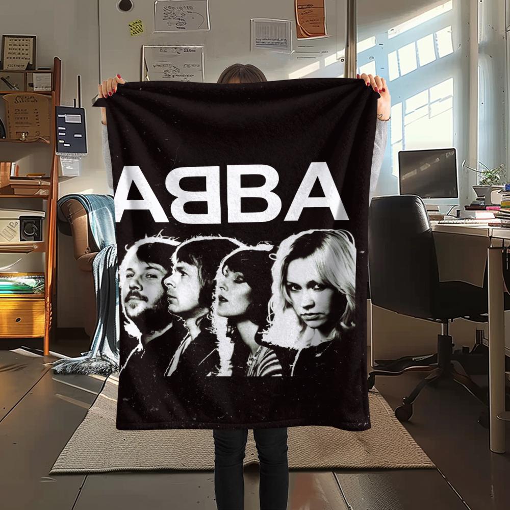1 шт. Фланелевое одеяло с принтом ABBA, Высококачественное, Удобное для всех сезонов, Домашний декор, Тепло и комфорт, Идеально для рождественских подарков04