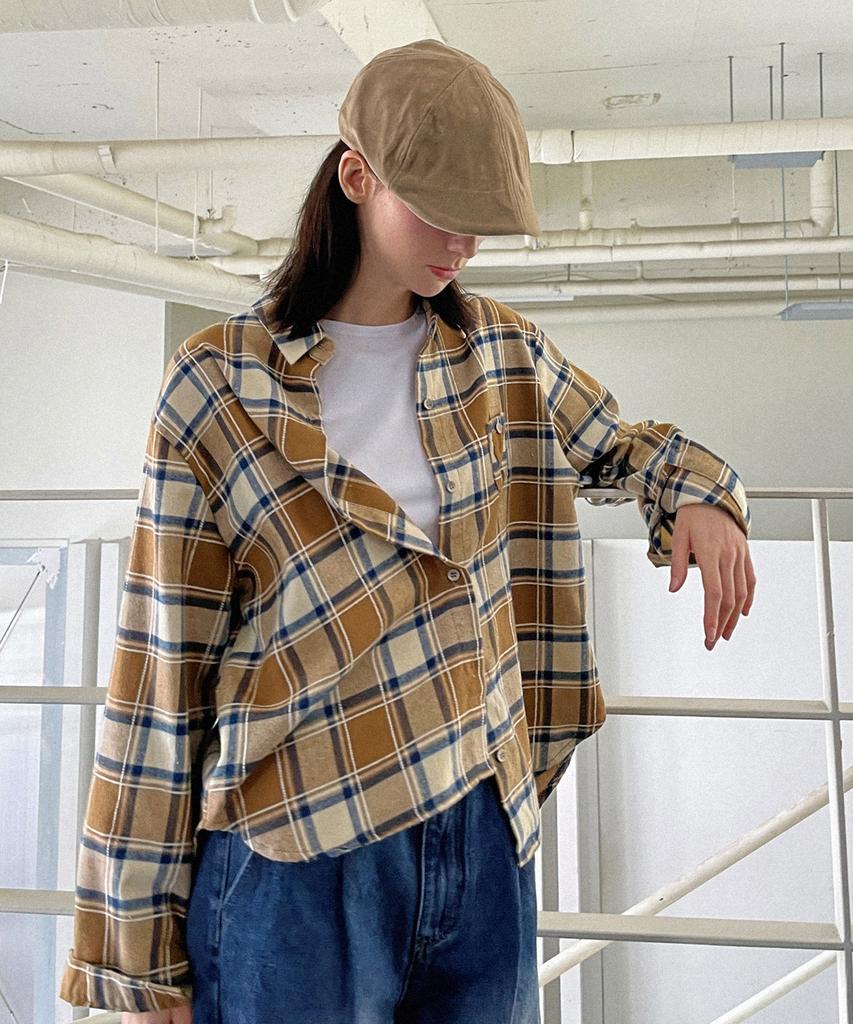 SLOWLOLLI Cozy Plaid Check Shirt - Beige