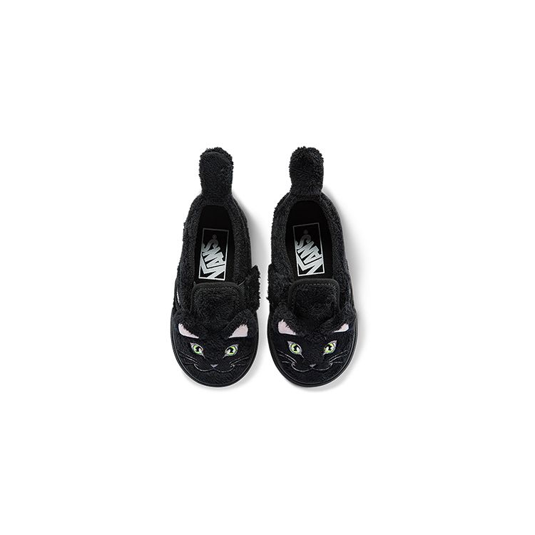 Vans Детские кроссовки без шнуровки на липучке Cat для малышей, черные, чисто-белые VN0A4VJL6BT
