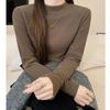 Crew Neck Bottoming Shirt Women's Autumn and Winter New Models with High-end Slim-fit T-shirt Warm and Foreign and Thin Long-sleeved Top
