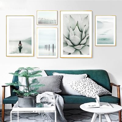Скандинавский черно-белый природный пейзаж постер скандинавская зеленая агава морская вода печать холст настенная живопись фотография картина без рамки