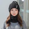 Women's Winter Knitted Wool Hat with Velvet Lining and Fashionable Scarf Set