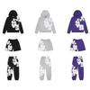 Mens Hooded Pullover Sweatshirt Cotton Floral Print Casual Streetwear