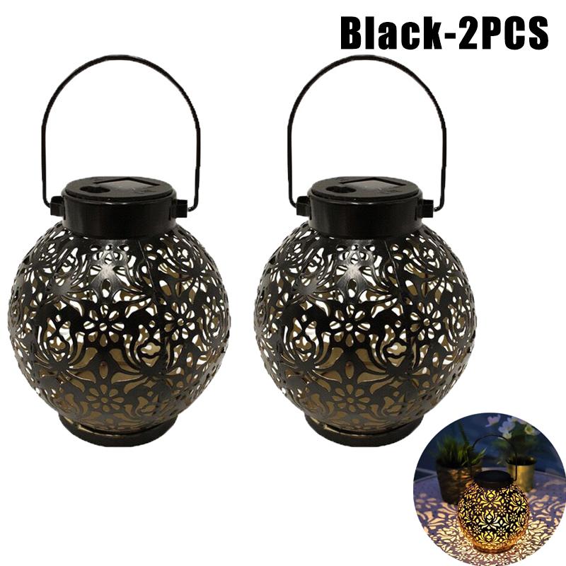 Марокканские фонари на солнечной батарее Металлические уличные подвесные фонари Водонепроницаемые для патио газона двора настольный декор окружающее освещение