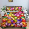 Top Abstract Geometric Duvet Cover Microfiber Queen Bedding Set Boys Kids Room Rainbow Plaid Print Quilt Cover With Pillowcase