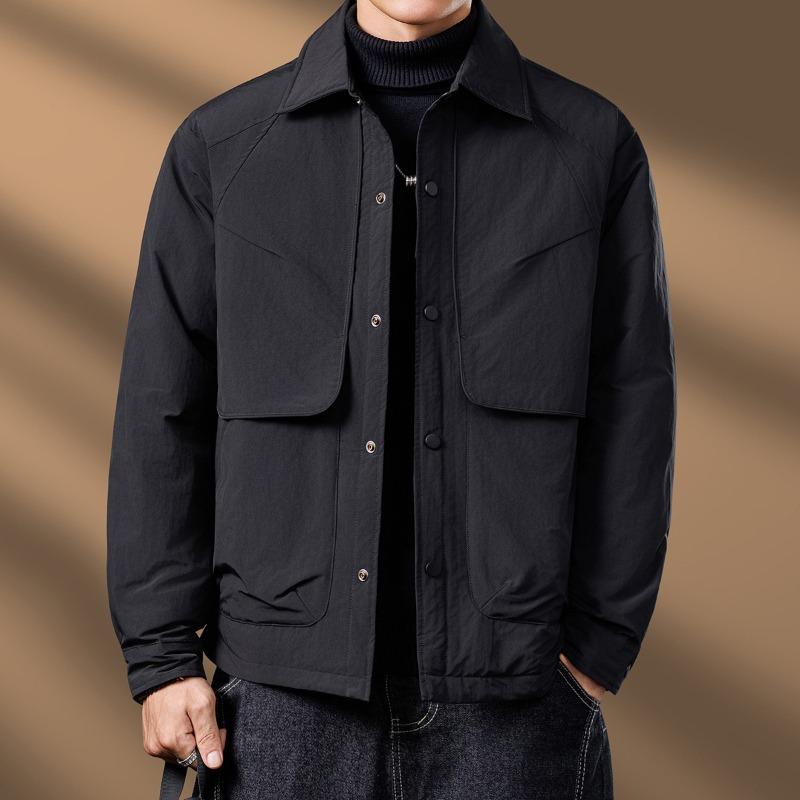 Winter lapel men's light down jacket casual button winter thicker