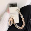 Woman Portable Chain Of Silk Scarves Phone Case For Samsung Galaxy Z Flip 4 3 5g Hinge Full Protection Clear Hard Pc Cover