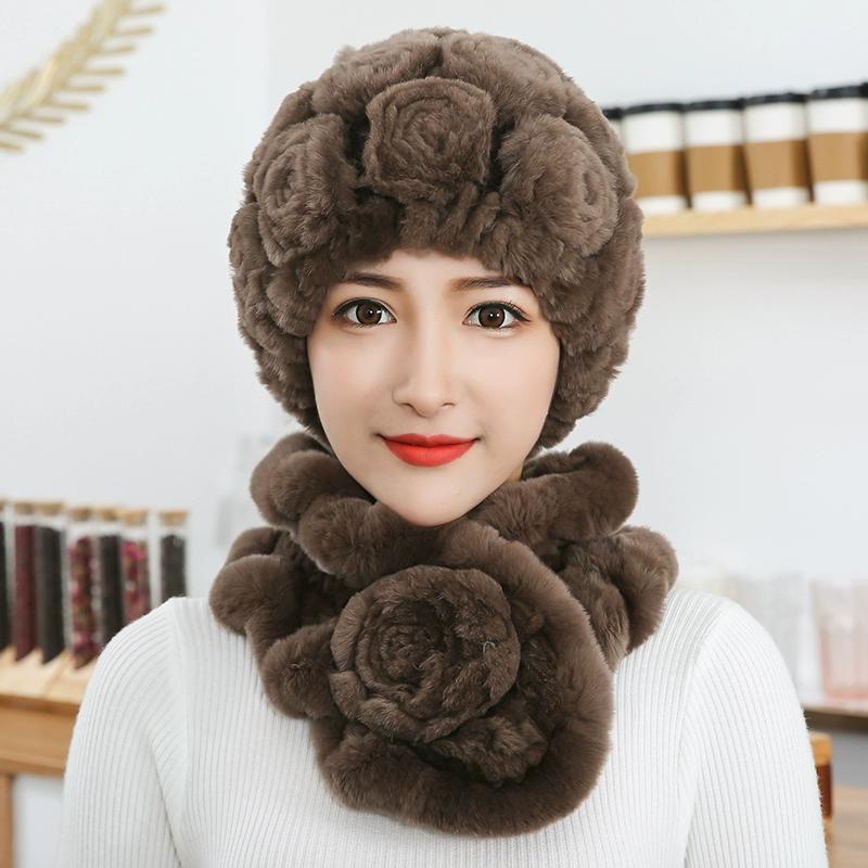 Шапка из меха кролика Рекс женская, осень-зима, среднего возраста и пожилая, утолщенная, теплая, модная, для бабушки, старой леди, свекрови, меховая шапка