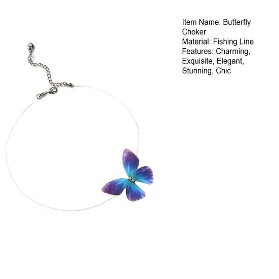 Ожерелье-чокер в виде бабочки, бохо, невидимая цепочка, бабочка, фея, чокер, прозрачная леска, ожерелье для женщин и женщин