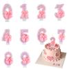 3D цифра украшение торта свечи милый розовый бант для девочки день рождения торт топпер декор свадебные принадлежности 0-9 цифровая свеча