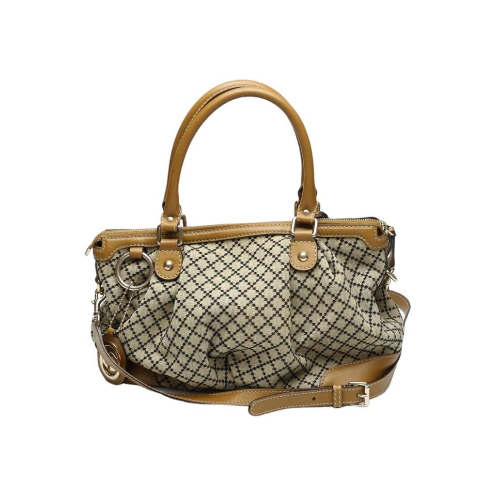 GUCCI Diamante Tote Bag canvas Beige x brown Women 247902 Used