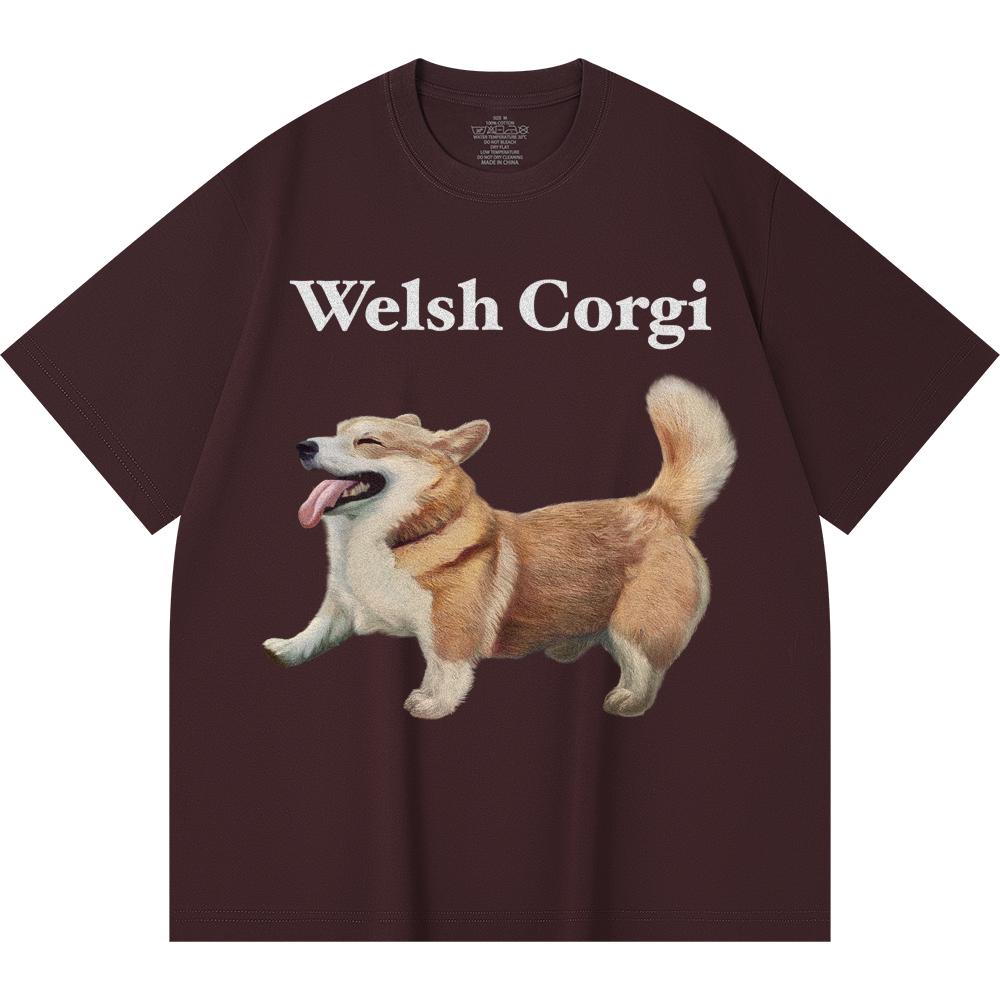 Футболка из 100% хлопка плотностью 230 г/м2 с принтом вельш-корги, забавная футболка из чесаного хлопка в стиле Харадзюку
