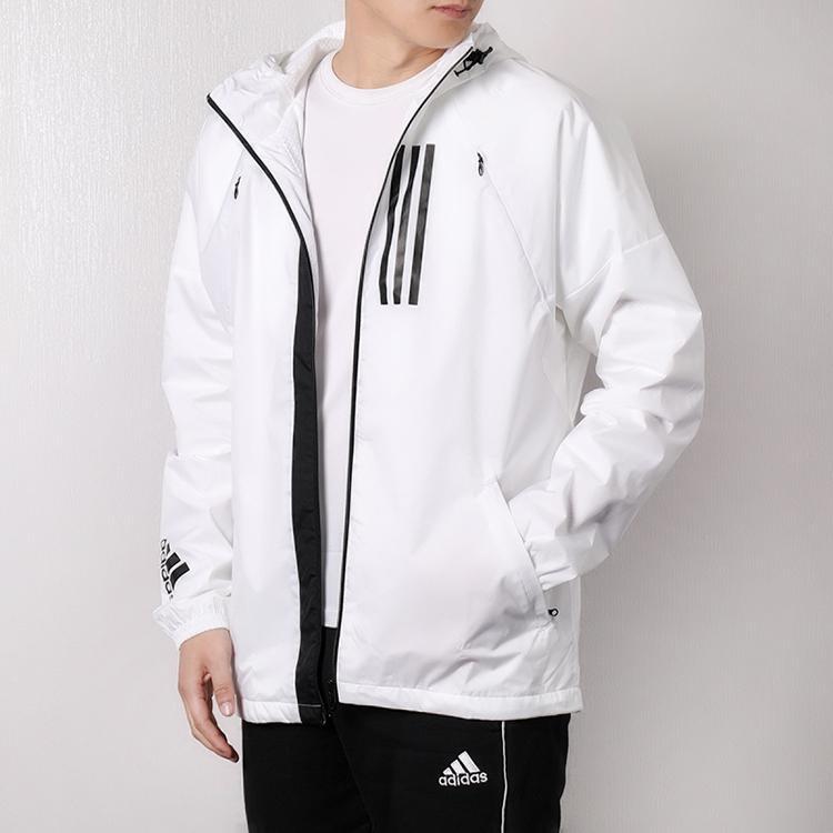 Adidas Casual Sports Windproof Hooded Jacket Men Jackets White DZ0054