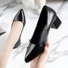 Офисные квадратные каблуки Женская летняя обувь Туфли для женщины 2025 Черные по акции Шикарный носок Beau Today Нескользящие Молодежные Y2k E