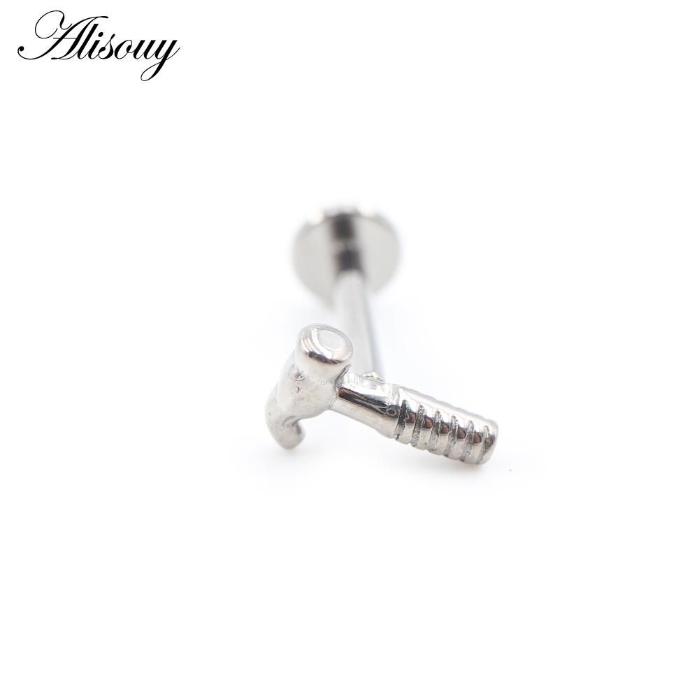 1 шт. титановая морская звезда, змея, ножницы, молоток, луна, циркон, лабрет, кольцо-гвоздик для губ, серьги для хряща уха, украшения для пирсинга тела