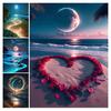 Алмазная живопись Новые поступления Луна Ночь Морской пейзаж Цветок Diy Полный квадратный круглый дрель Горный хрусталь Вышивка Роза Мозаика Наборы для вышивки крестом Настенный декор