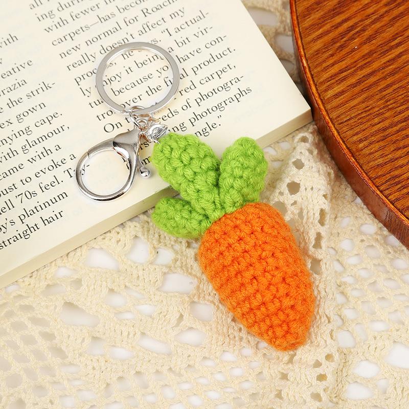 Artificial Crocheted Fruit Keychains Decorative Bags Pendants Gift Accessories