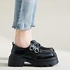 Genuine Leather Black Small Leather Shoes Women's Spring New Preppy Style Japanese Thin Shoes Women's Muffin Platform Loafers