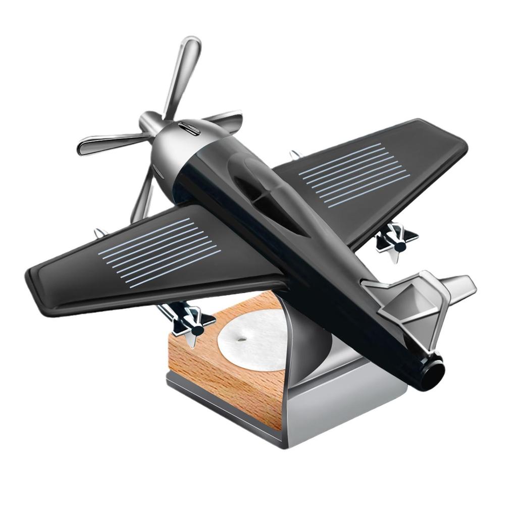 Car Essential Oil Diffuser Solar Airplane Car Diffuser Wooden Base Fragrance Aromatherapy Diffuser Ornaments (Without Perfume)