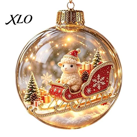 Seasonal Home Accents Glowing Christmas Story Ornament, Light?Up Mini Holiday Scene Hanging Ball with Warm Fireplace Garland LED Light, Clear