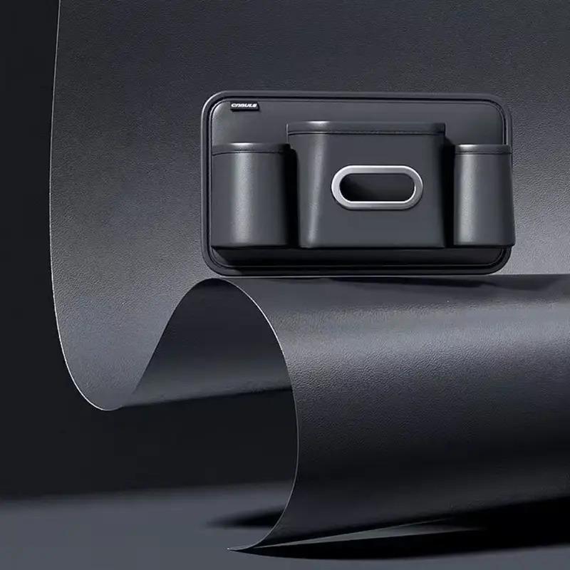 Leather Car Backseat Cup Holder Tissue Box Storage Bag Paper Napkin Organizer Luxury Quick Release Buckle Water Cup Pockets