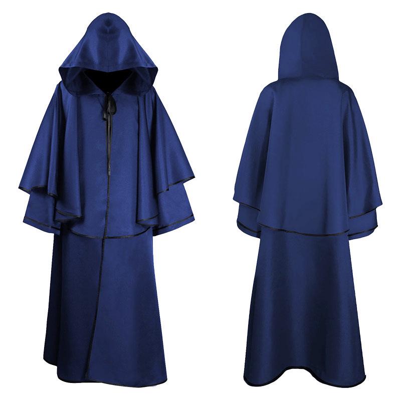 Medieval Wizard Costume Cape: Hooded Cloak for Halloween or Opera