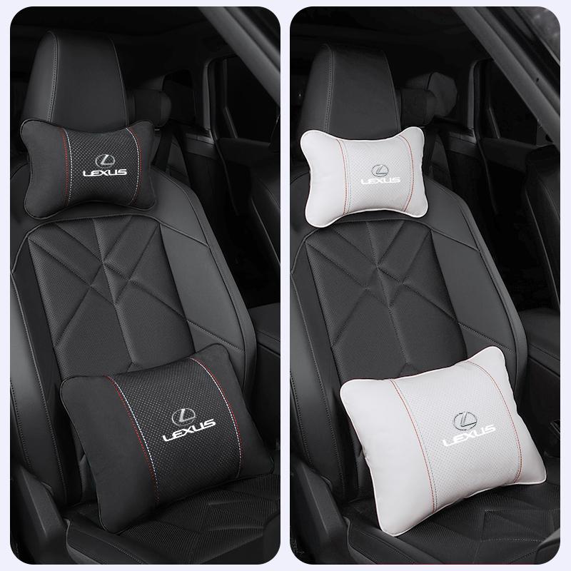 2025 For Lexus IS250 RX350 LX570 LX600 LX470 GX470 UX Ct200h Suede Car Neck Pillow Headrest Lumbar Support Pillow Spine Protect