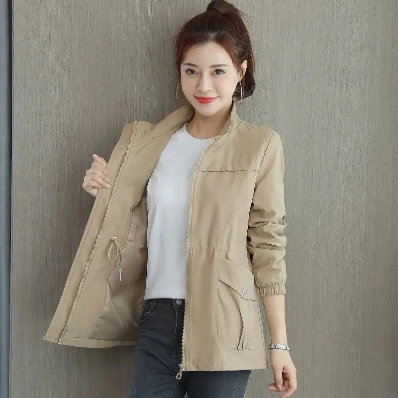 Women's Slimming Trench Coat with Stand Collar - 2024 Spring/Autumn Fashion