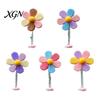 Small Car Decorations 5Pcs Colorful Shaking Flower Decor, Resin Rainbow Sunflower Dashboard Ornament Gadgets for Women with Non Slip Pad, Cute