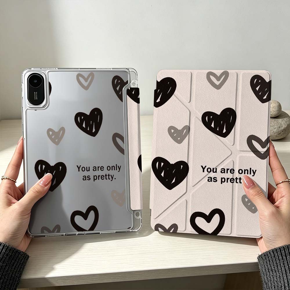 Дизайн Черное Сердце Для Xiaomi Mi Pad 8 7 6 5 Pro Redmi Pad SE 2 Poco Pad Складной Чехол для Планшета 3Y Мягкий