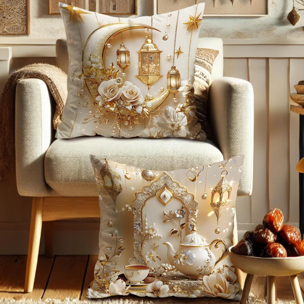 Multi-size Moon Lantern Pattern Design Printed Pillowcase Eid Mubarak Decoration Cushion Pillow Case High Quality Home Ornaments
