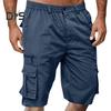 Мужские шорты с эластичным поясом, средней посадкой, однотонные шорты с множеством карманов, широкие летние пляжные шорты