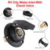 For Camper RV Water Inlet Replacement RV City Water Inlet RV White City Water Fill Inlet Flange with Check Valve Brass