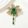 Brooch Luxury National Style Emerald Lotus Tassel Brooch Accessories Brooch Anti-Light Pin