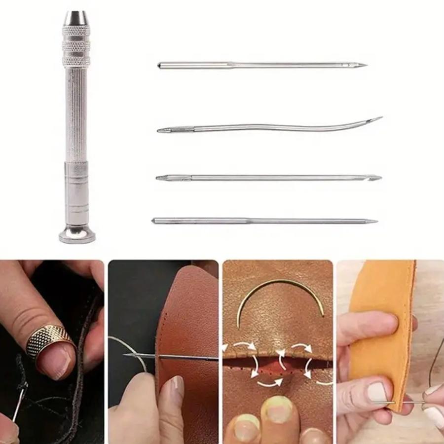 1Set Leather Sewing Awl Set Replaceable Multifunctional Shoes Repair Tool Kit Punch Stitching Needles DIY Sewing Leathercraft