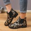Повседневные женские ботинки с принтом бабочки, новинка 2024 года, модные ботинки большого размера с эластичными обручами на квадратном каблуке и короткими рукавами