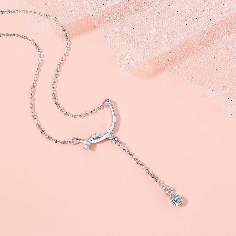 Изогнутое бахромчатое ожерелье с каплями воды, женское, легкое, роскошное, нишевое, дизайн, подвеска в виде глаза из нержавеющей стали