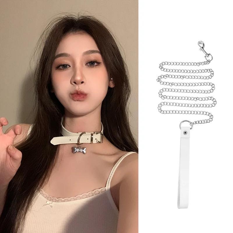 Черно-белая собачья кость Y2K Hottie Sweet Cool Cute Neck Ring Choker Neck Chain Collarbone Chain Collarbone ожерелье Female Cool