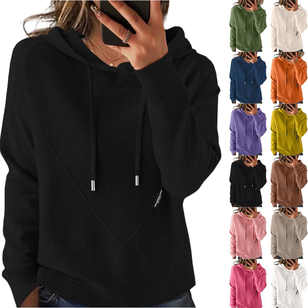 Fashionable Women's Knitted Sweater Lazy Style Loose Slim Hoodie Sweater