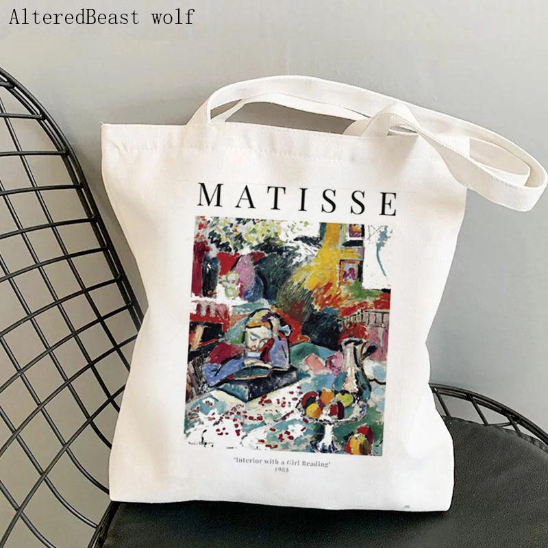 Женская сумка-шоппер Henri Matisse, цветная сумка с цветочным узором, Harajuku, парусиновая сумка-шоппер, сумка для девочек, сумка через плечо, женская сумка