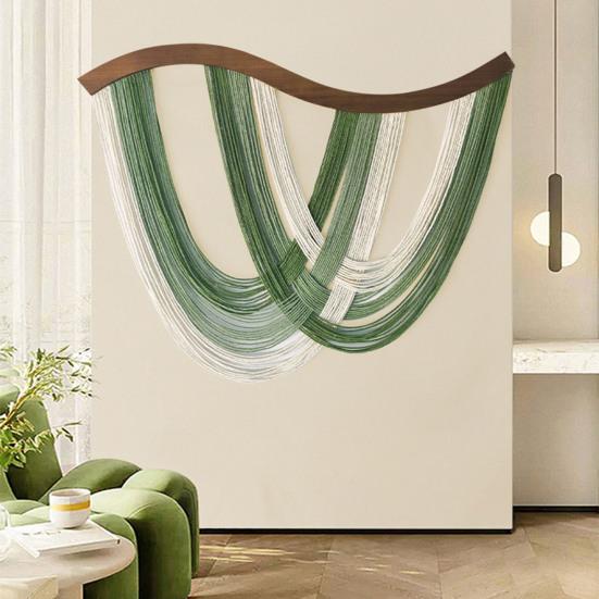 Богемный настенный гобелен ручной работы, градиент от зеленого к белому, тканый хлопок